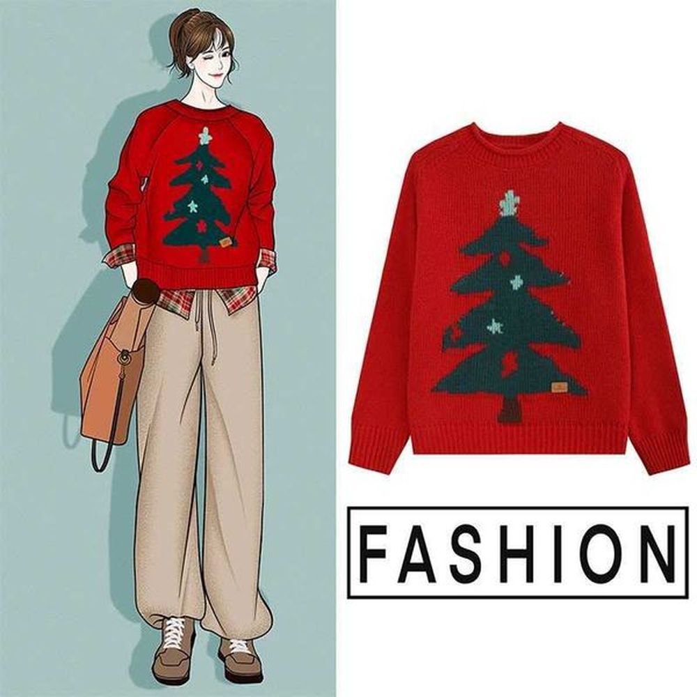 new year christmas tr jacquard womens oneck thick pullover austra