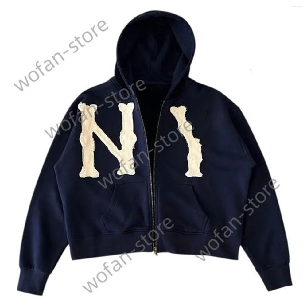 New York Men's Hoodies Letter Printed Embroidery Mens Zip Up Hooded Jacket Casual Hip Hop Streetwear Zipper Sweatshirt For Men A97