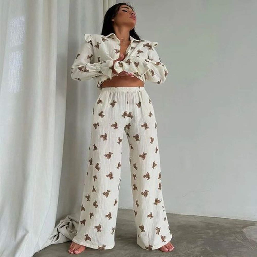 nhkdsasa womens nightwear kawaii cotton wither pajamas set casual two