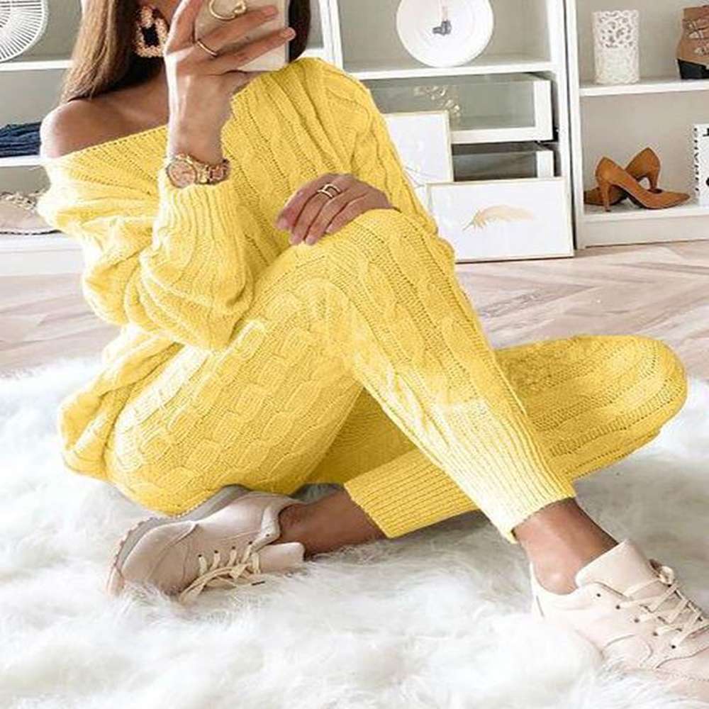 ninimour cotton knitted piece set women long sleeve crop