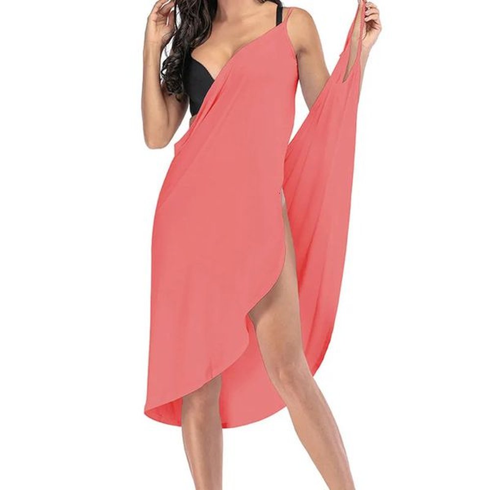 nsangu summer beach sexy women solid color wrap dress sun