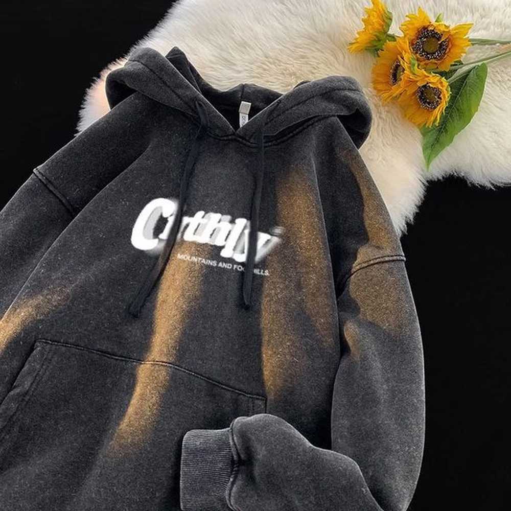 NXXTRESS Letter Print Men Sweatshirts Washed Hoody Vintage Streetwear Baggy Fashion Harajuku Female Casual Hoodies 240911