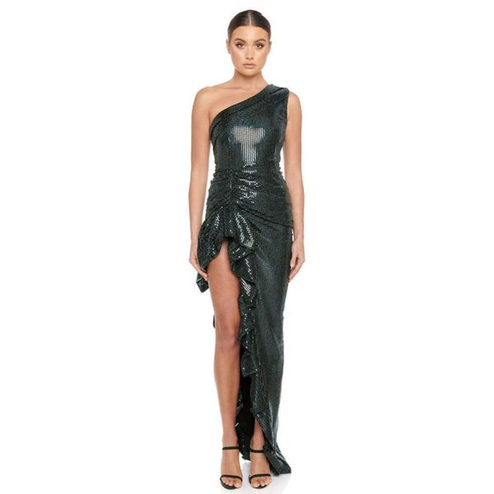 ocstrade sexy asymmetrical sequin bodycon dress arrivals women oneshoulder black