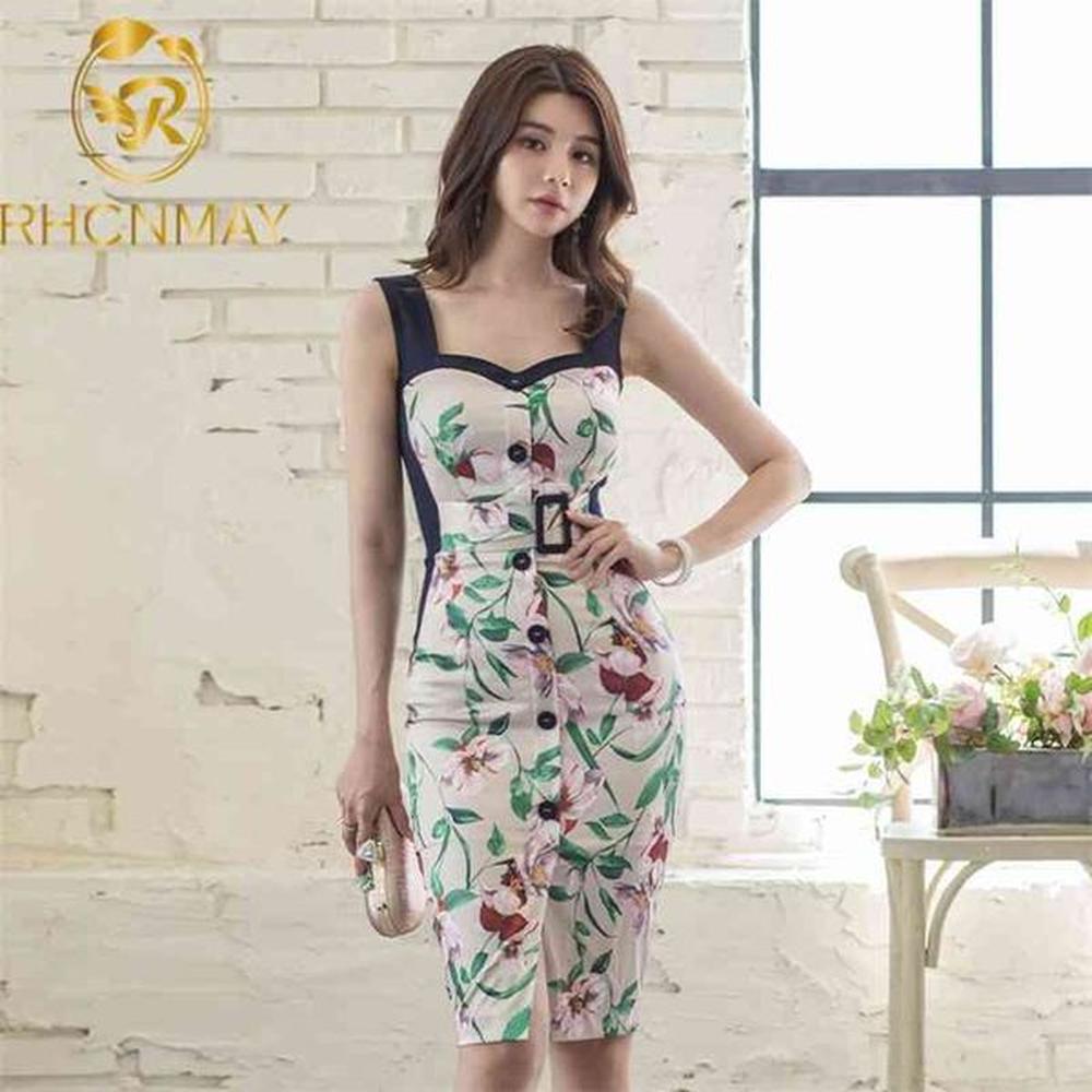 office lady summer dresses womens fashion slim vintage print vestidos
