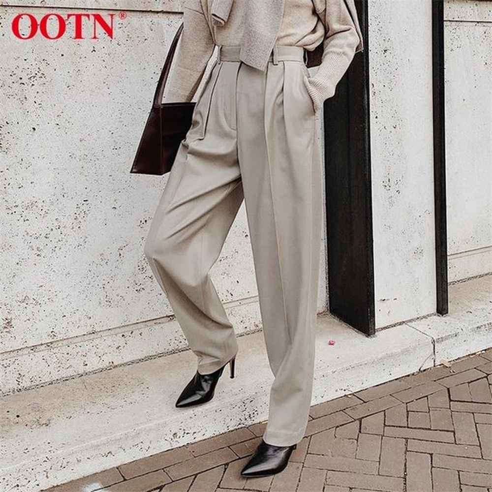 ootn spring elegant trousers ladies office high waist pants pleated