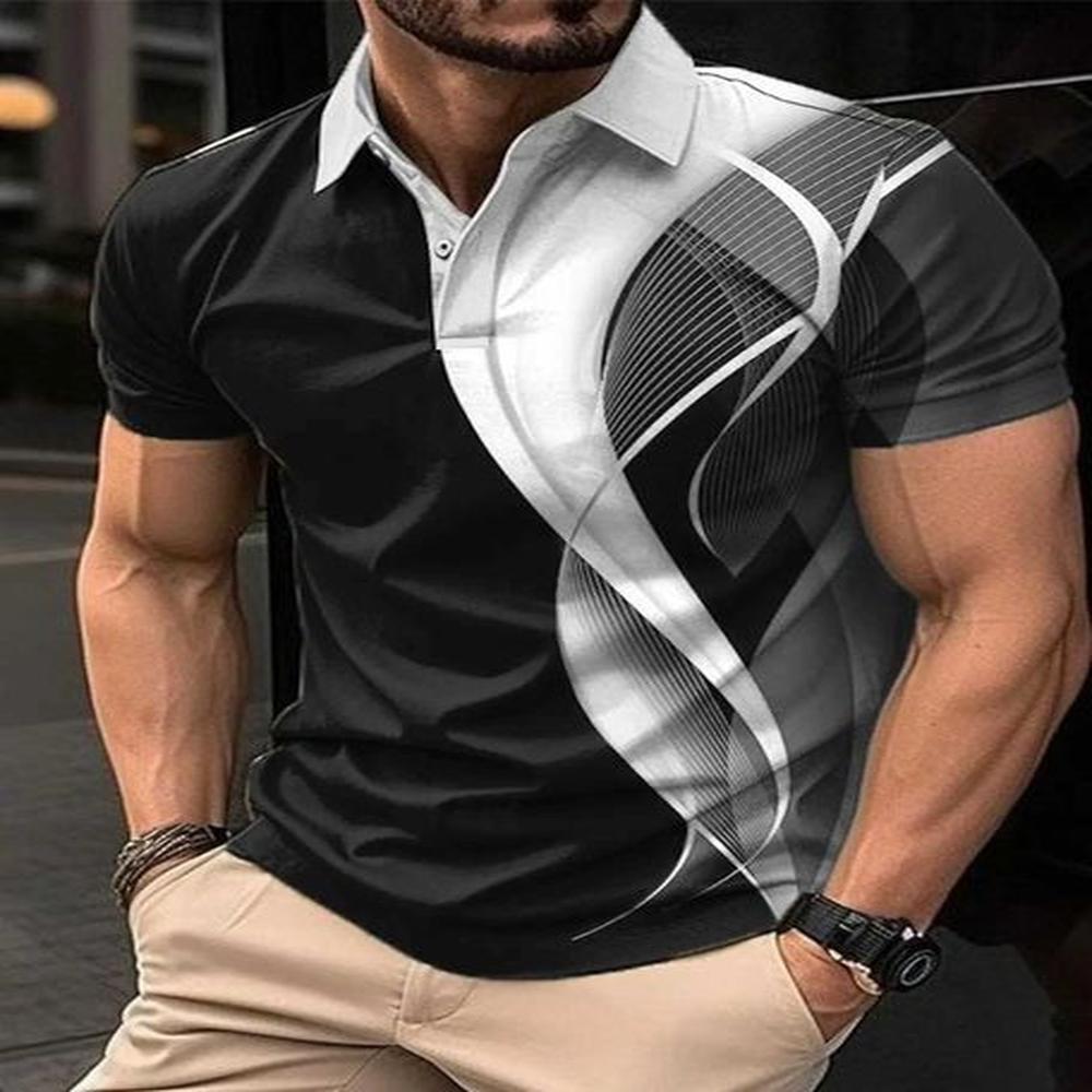 Optical Illusion Mens Fashion Casual 3D Print Golf Polo Polyester Short Sleeve Turndown T-Shirts Micro-elastic Lapel Polo shirtXJ241028