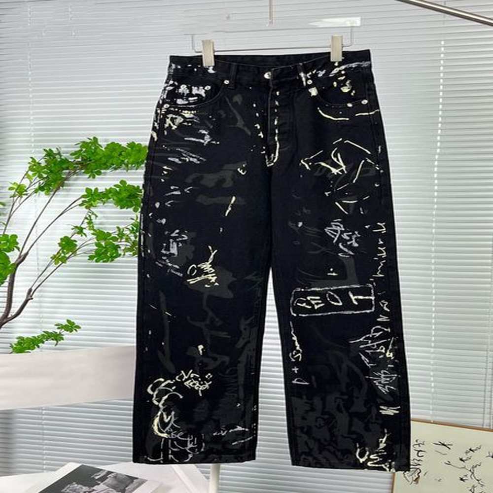 Original Bale Pants Loose Fit Casual Pants Graffiti Wide Leg Washing Straight Loose Fitting Jeans Men's Trousers