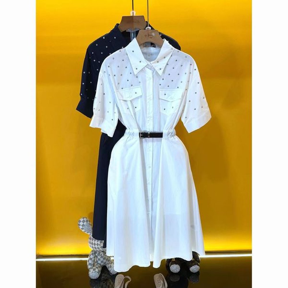 original designer skirt temperament socialite diamond polo collar new french
