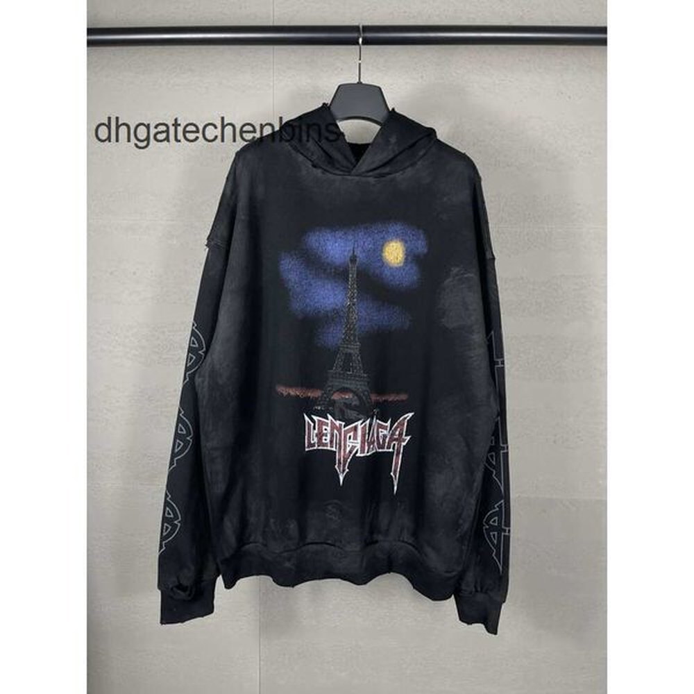 2025 Out Tower Hoodies Mens Hoodie Hand-painted Fashion Old Hooded Designer New Washed Balciagas Graffiti Home Paris Gradual Brand 6S60