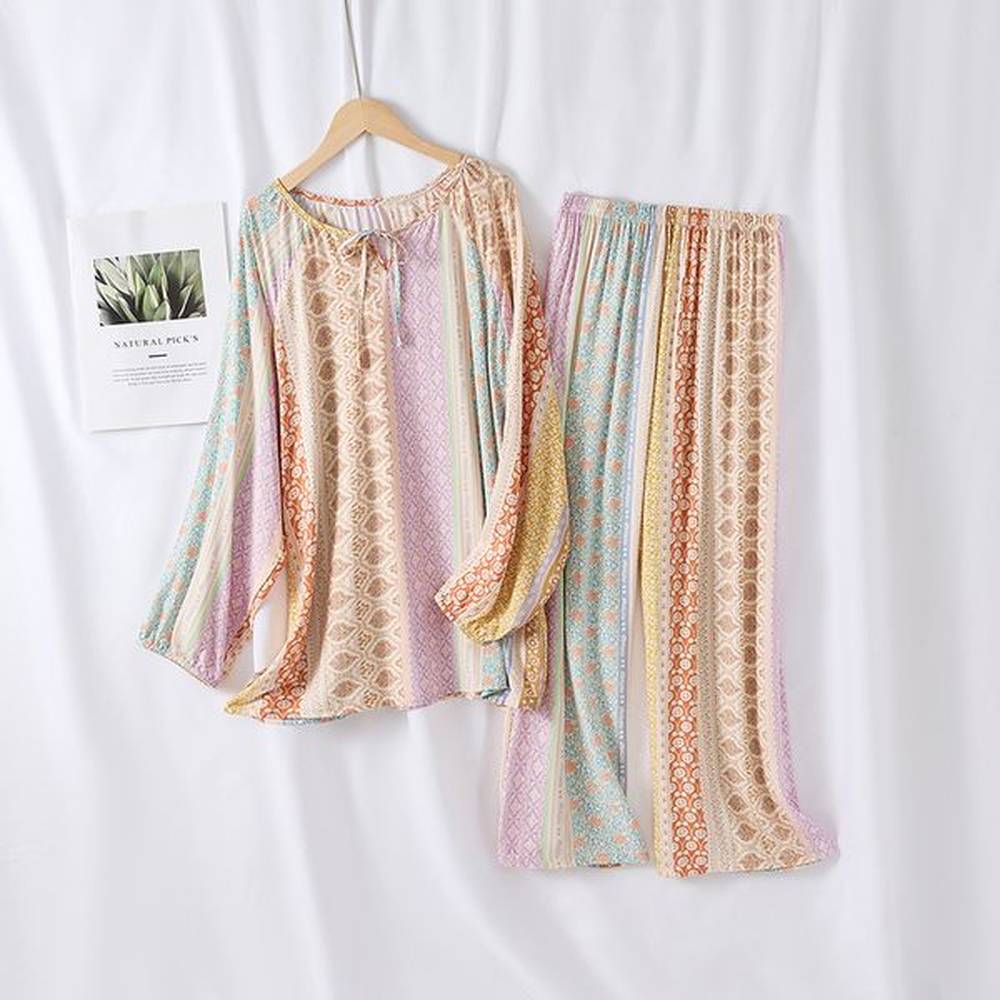 outdoor casual home suit set with ice silk top loose