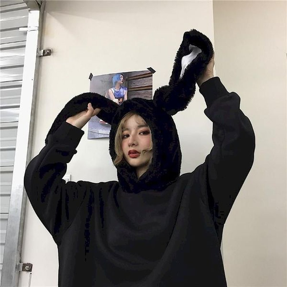 oversize balck long hoodies women sweatshirt clothes gothic streetwear loose