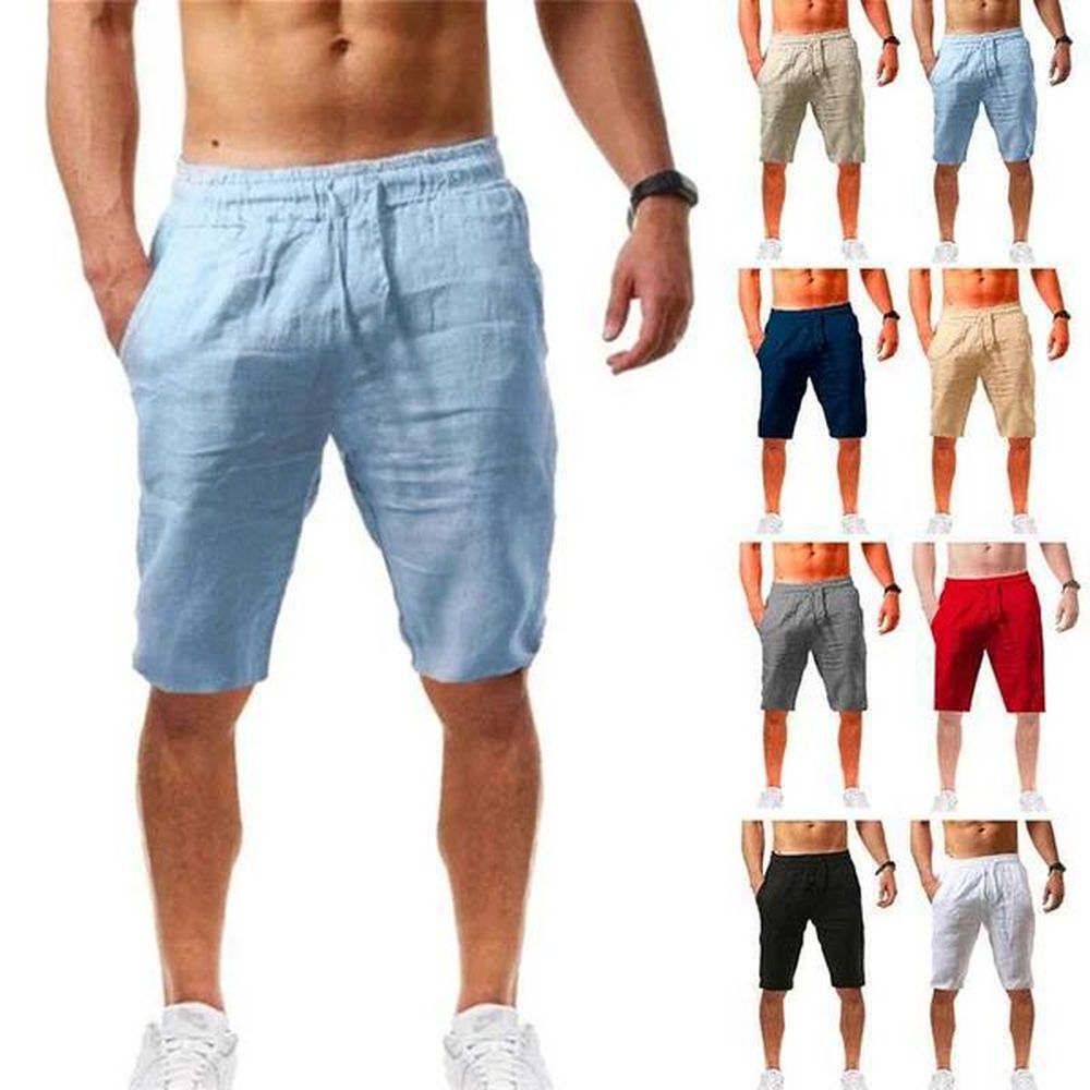 Oversized Casual Soild Shorts Men Summer Cotton Linen Shorts Man Breathable Sport Beach Shorts Gym Basketball Shorts Men ClothesXJ241226