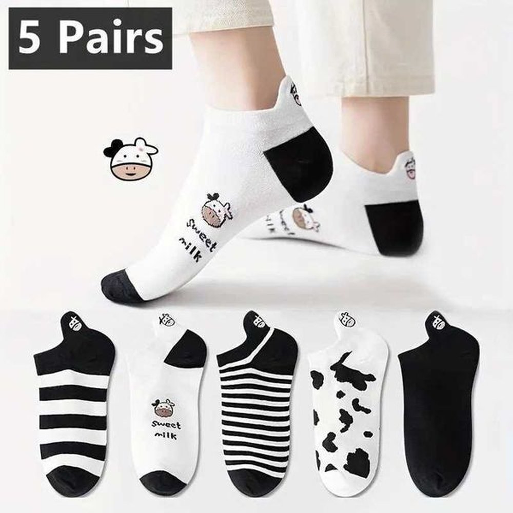 pairs womens socks lovely cow pattern short socks creative