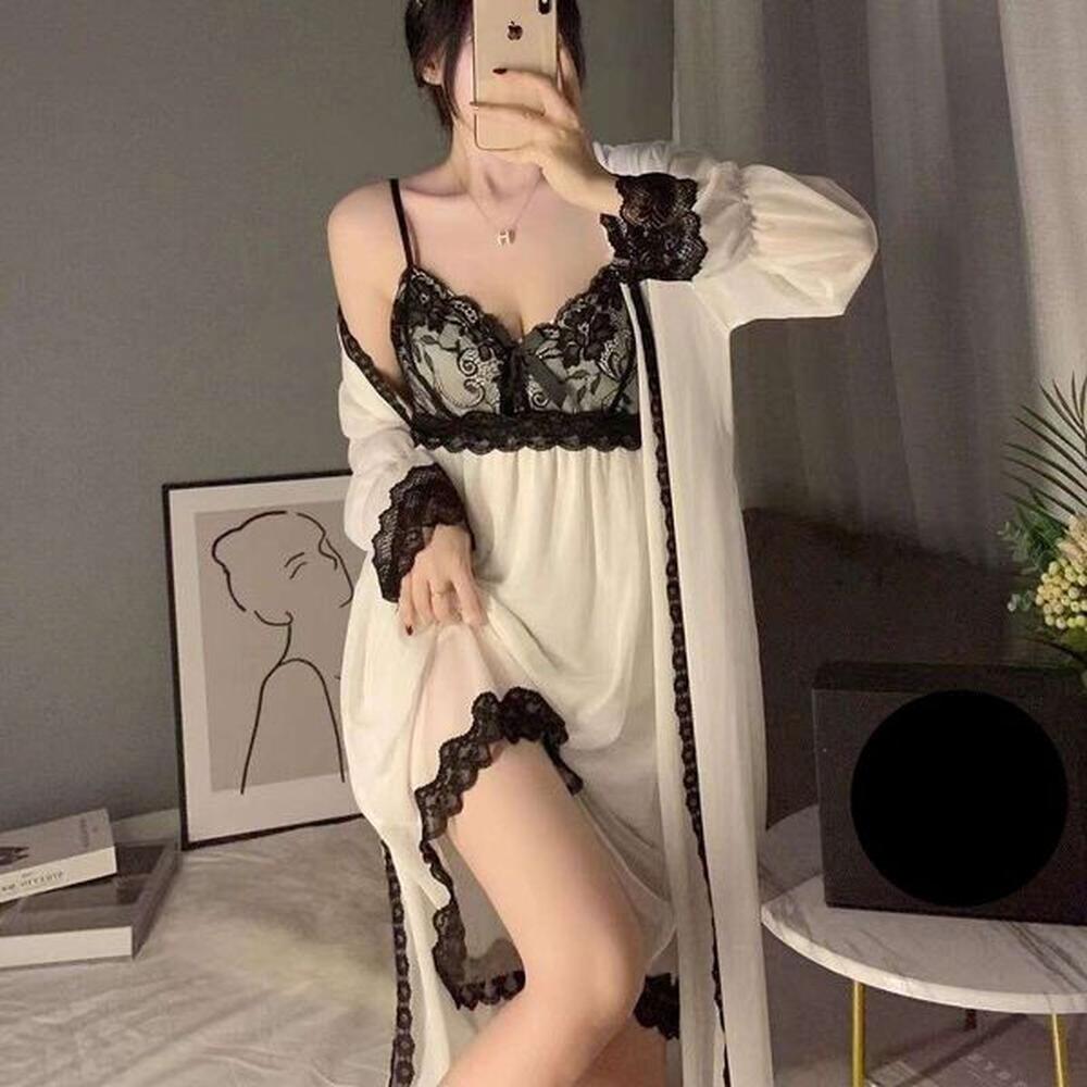 pajamas womens springsummer long sleeved sexy hanging strap nightwear pure