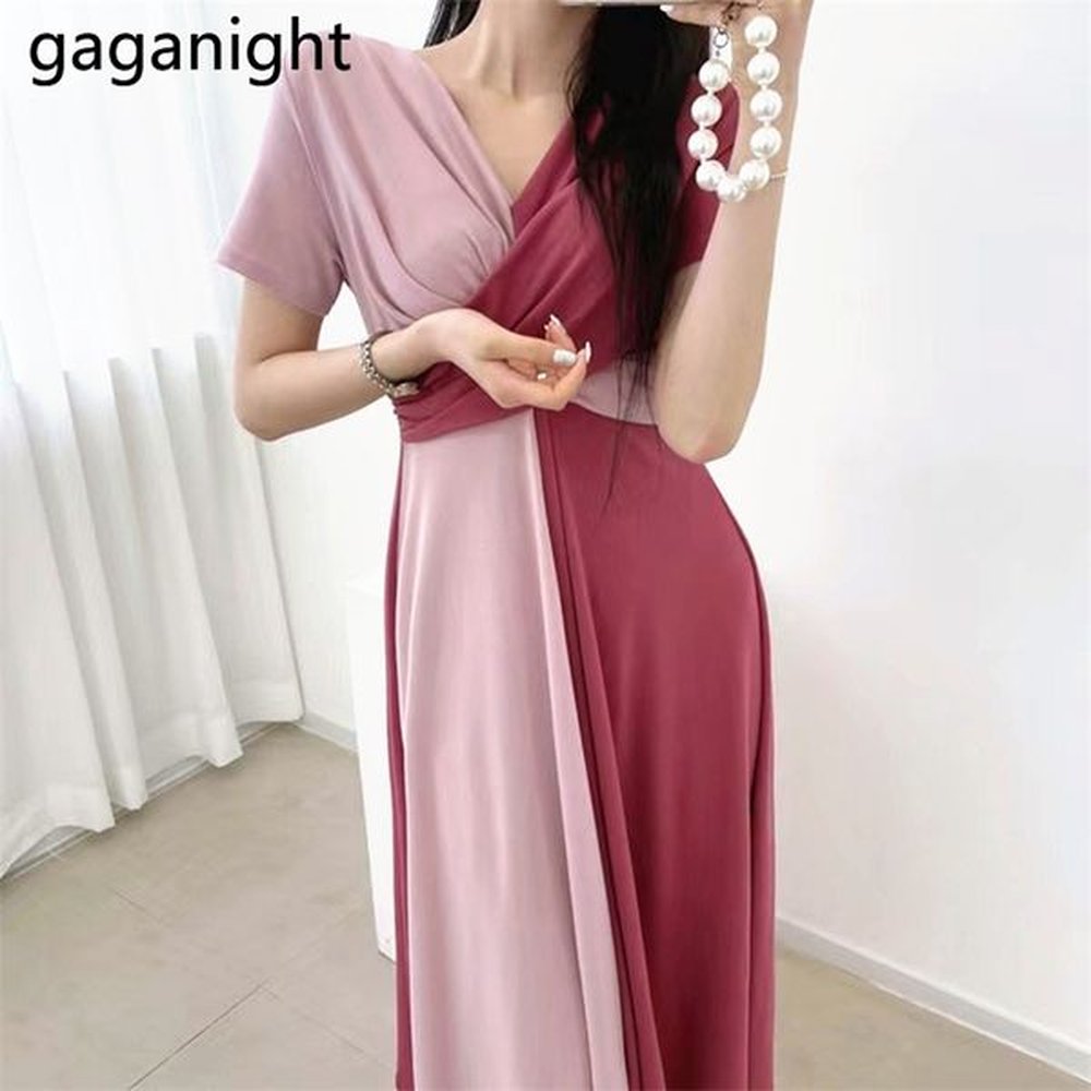 panelled women party bodycon maxi dress short sleeve summer korean