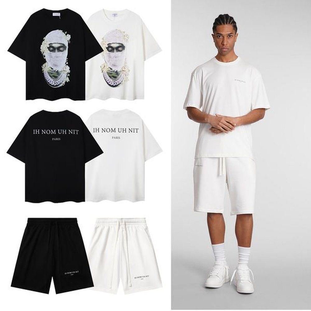 2024 Paris Ins Brand Designer Men's T-Shirts IH NOM UH NIT Letter Masked Men Print Casual Short Sleeve Men Women 100% Cotton Loose Comf