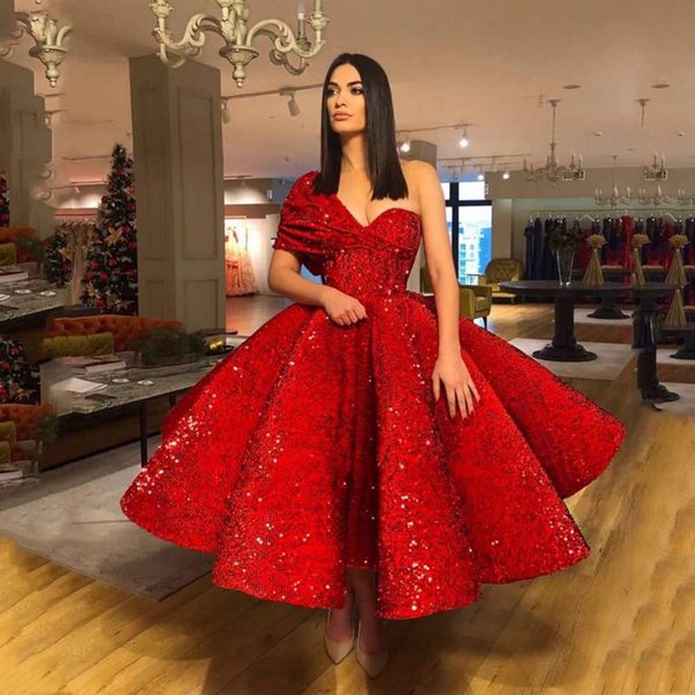 party dresses amazing sequins puffy custom made evening dress one
