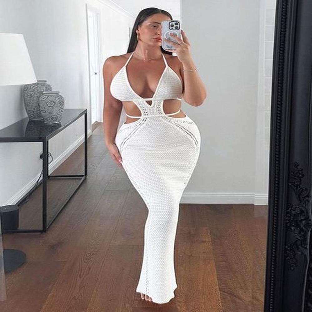 party dresses avrilyaan white knitting backless summer women bodycon maxi