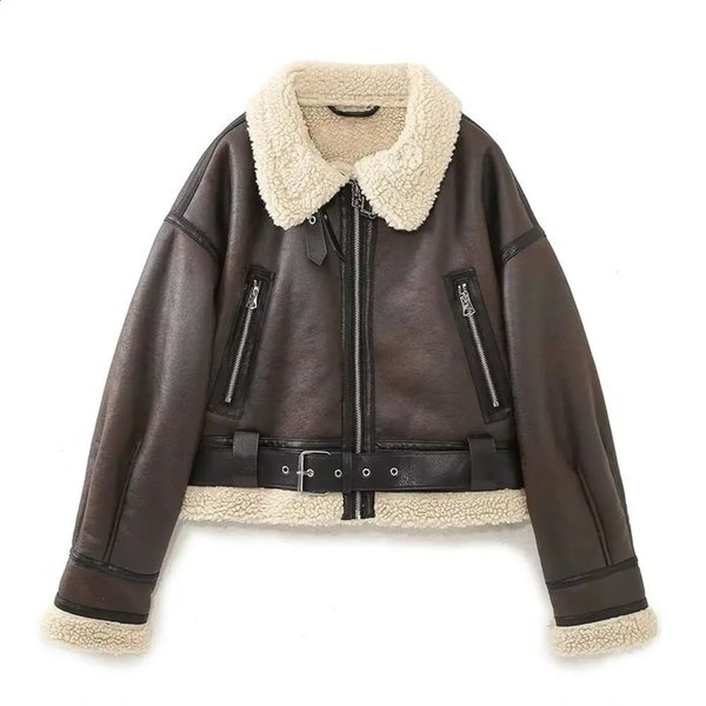 pb zawomens double sided short jacket vintage coat long sleeve