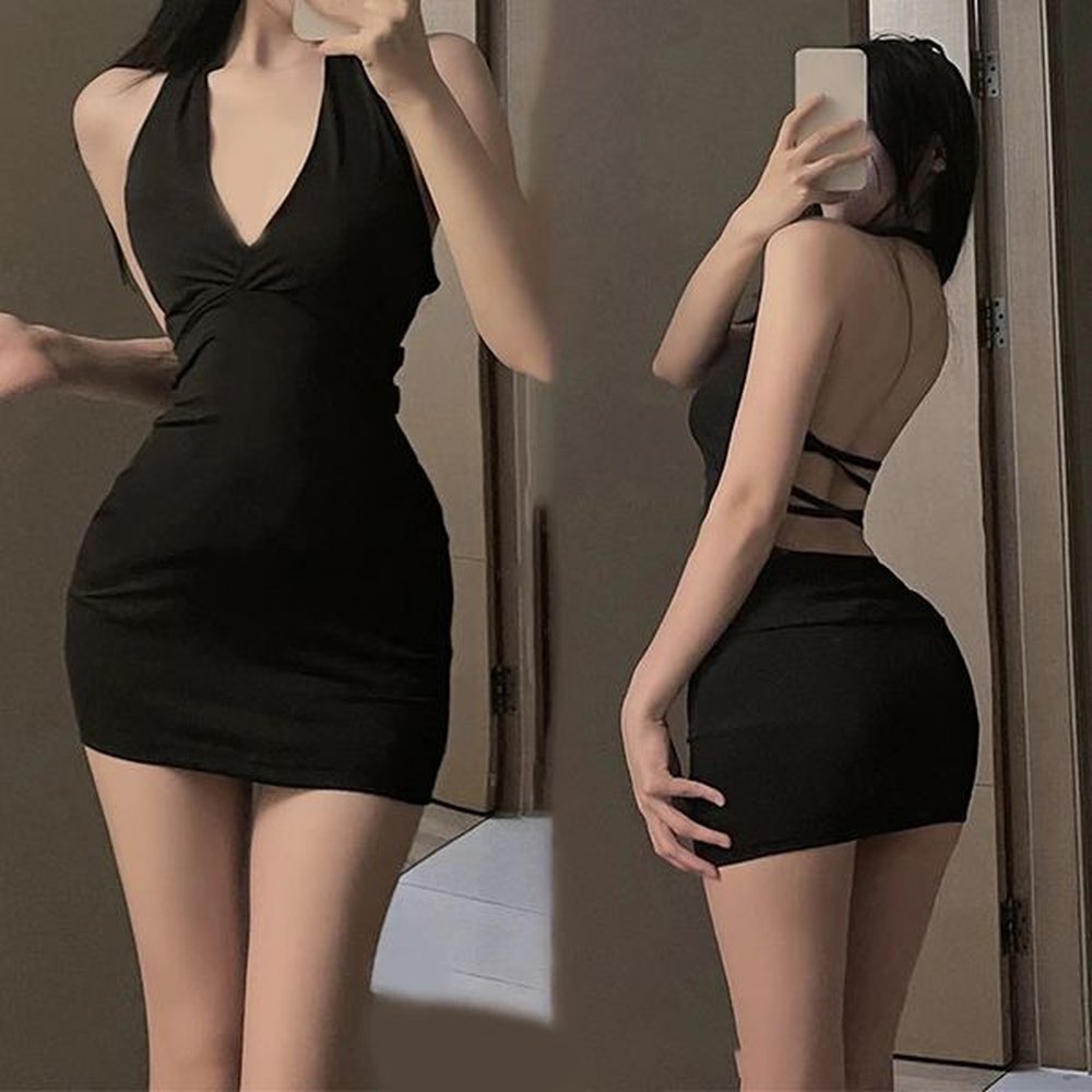 pc erotic dress sexy women uniform v neck slim backless