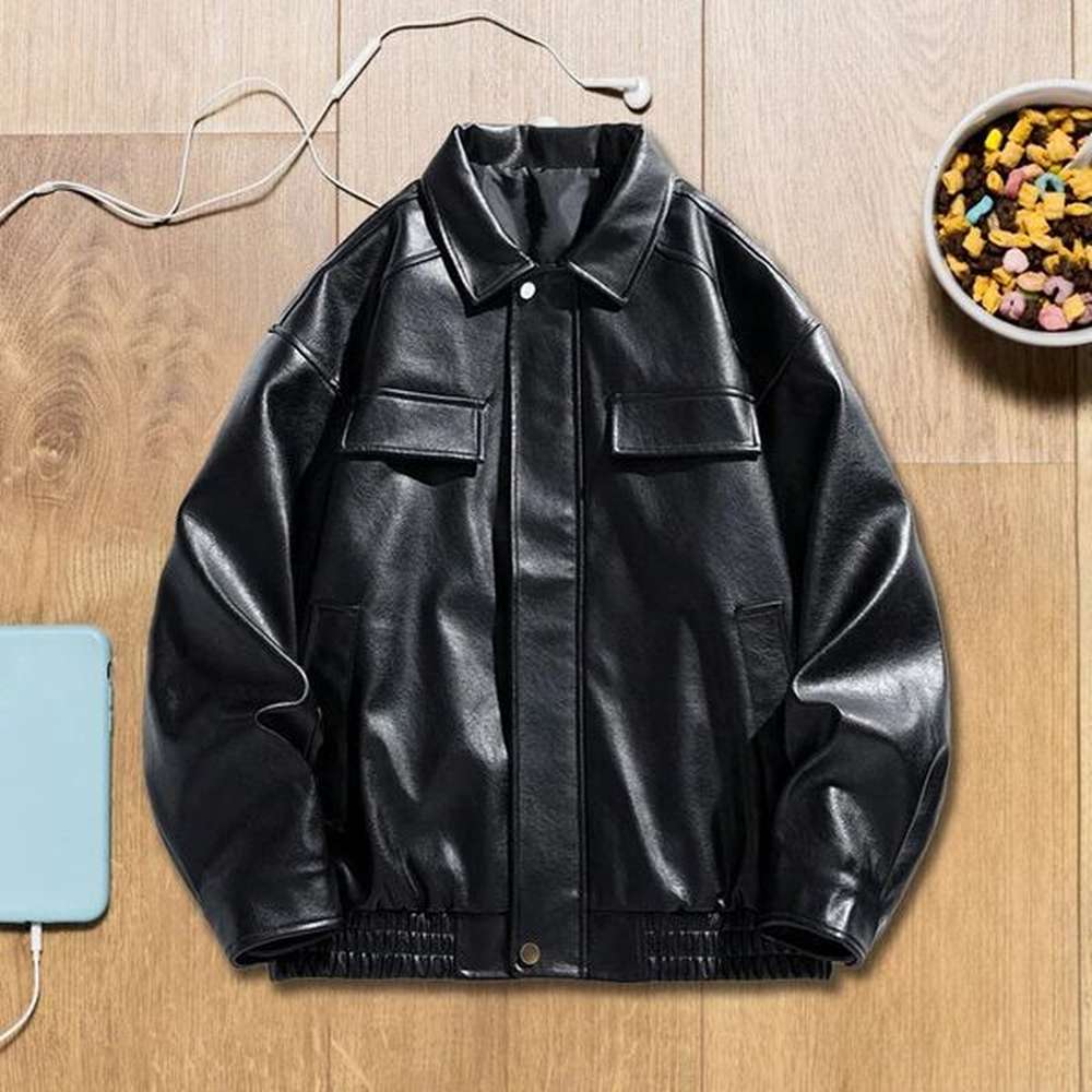 1Pc 2024 Leather Jacket Maillard Brown Short Bat Motorcycle Wind Retro Coat Motorbike 250110