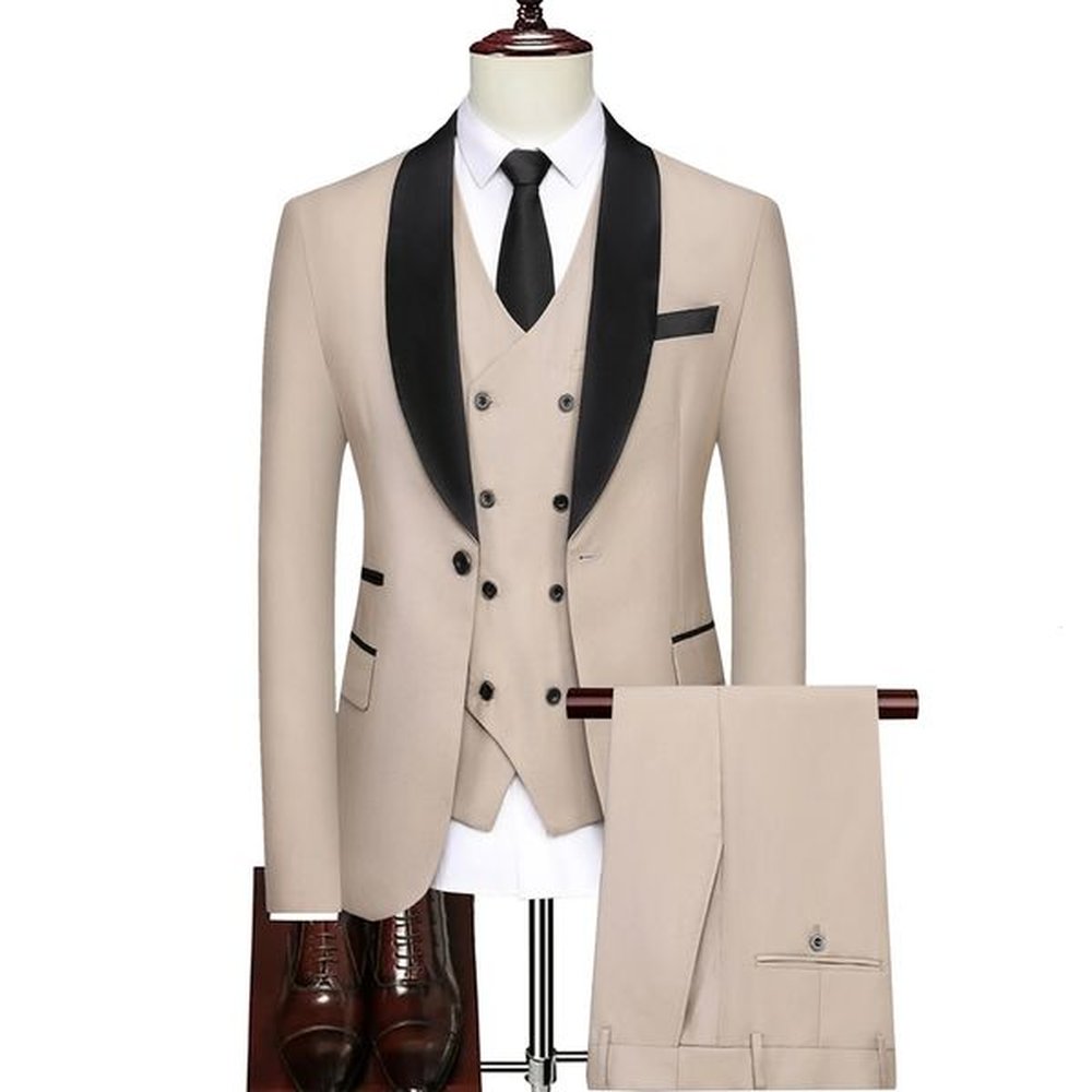 3 Pcs Suit Set Blazers Jacket Pants Fashion Mens Business Casual Boutique Single Breasted Dress Coat Trousers Vest 240808