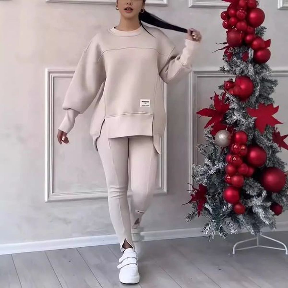 pcs women sport suit hoodie sweatshirt winter loose irregular top