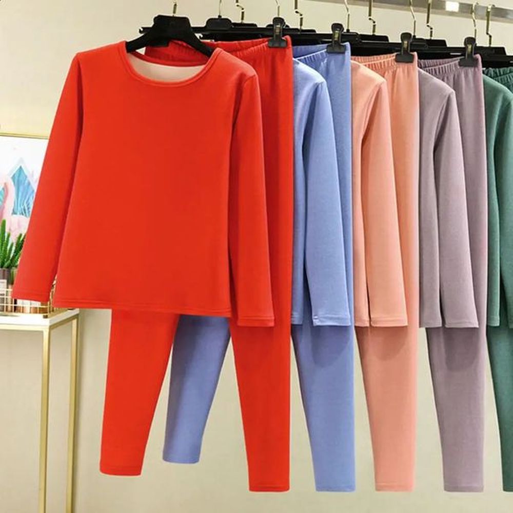 pcsset top pants set thick plush round neck long
