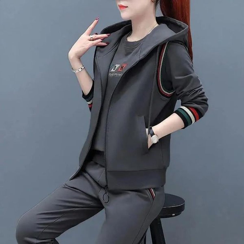 pcsset women sweatshirt vest pants set autumn tracksuit sleeveless coat
