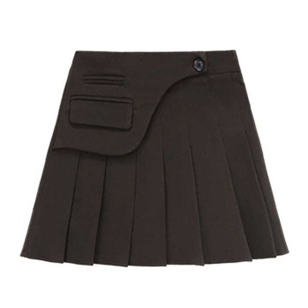 perhaps u women mini skirts solid chic elegant zipper pleated