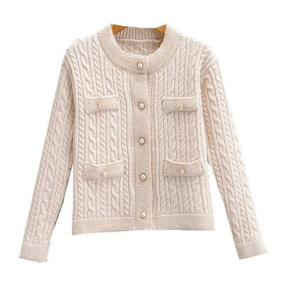 perhaps u women sweater knitted cable crew neck o neck