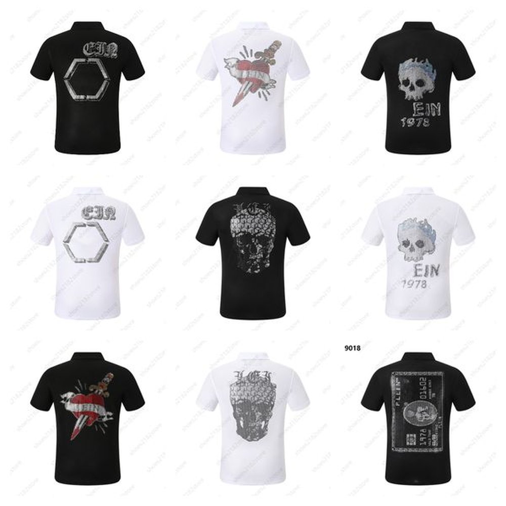 Philipe Plein Polo Shirts Luxury Brand Men's Fashion Original Design Summer High Quality Short Sleeve Skull PP Classic Top Cotton Rhine