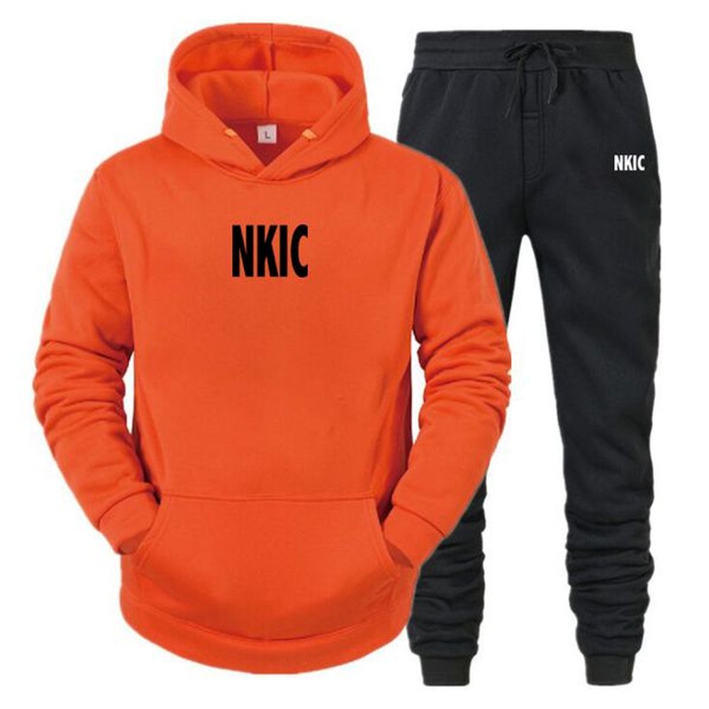 2 Piece Jogger Suits Mens Autumn Long Sleeve letter printed Gray Hoody Coat and Long Sweatpants Male Outdoors Sport Brand Tracksuits