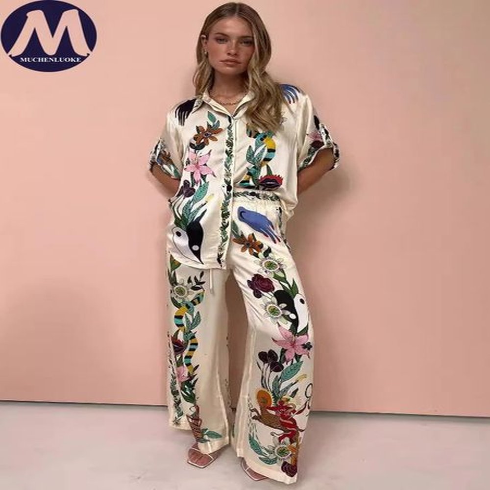 piece sets women outfit summer bohemian style printing half