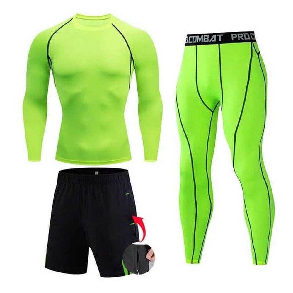 3 pieces/set of mens track and field clothing sportswear fitness compression clothing running and jogging sportswear exercise tight fitting