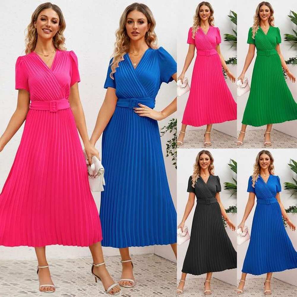 pleated waist closure for slimming temperament in womens summer new