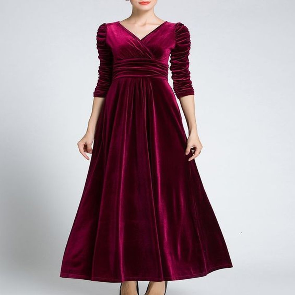 plus size dresses women clothing size long velvet autumn vneck