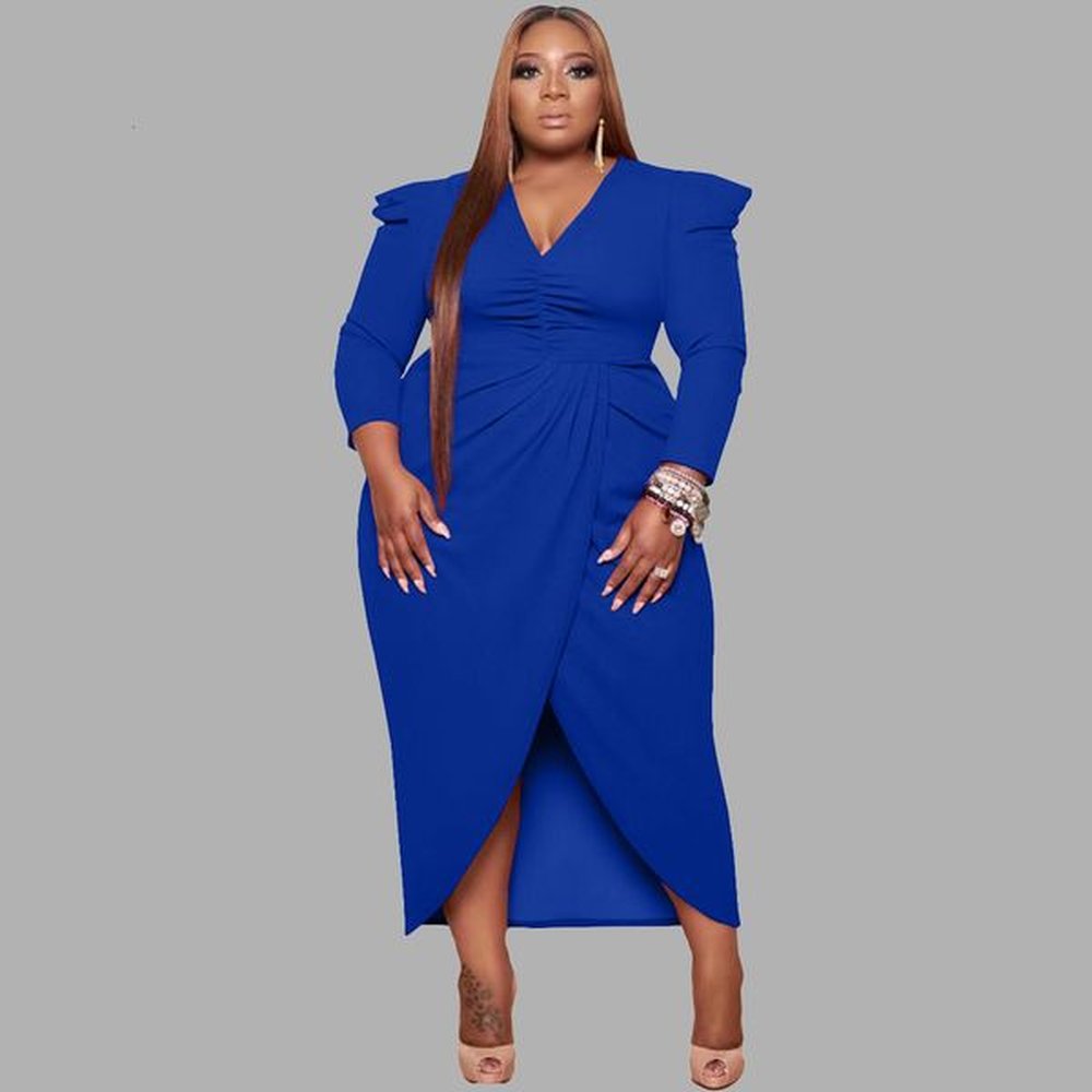 plus size dresses womens clothing sexy style long sleeve v