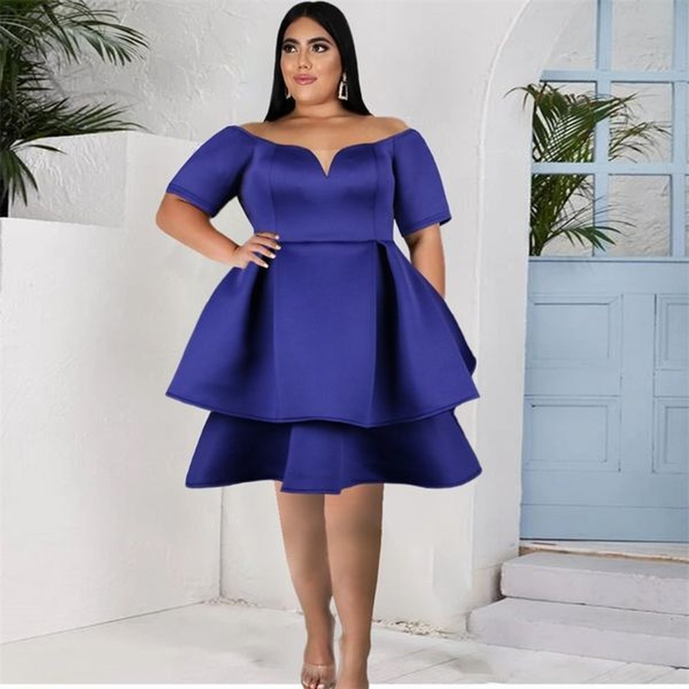 plus size party dresses xl cold shoulder v neck blue