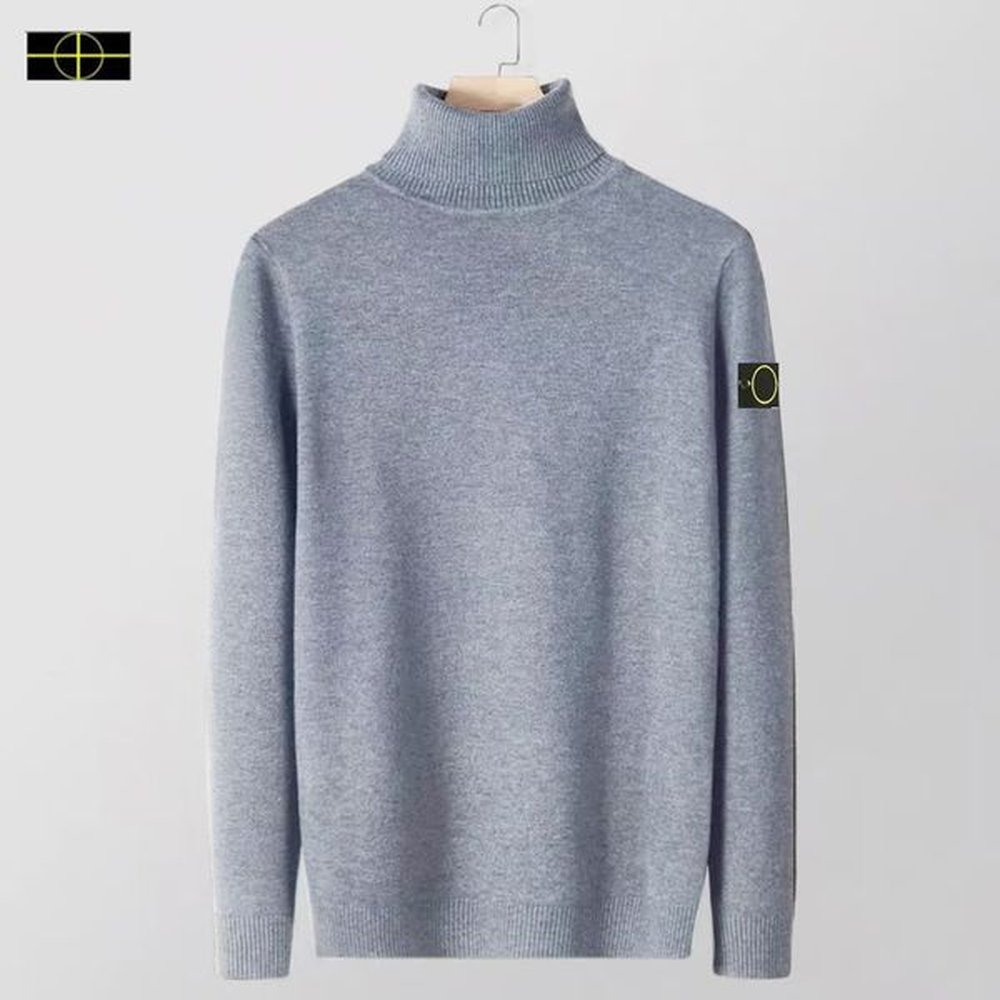 Plus Size Stone New Men's High Neck Sweater Island Men's Autumn and Winter Thickened Bottom Shirt Fashion Laydown Loose Men's