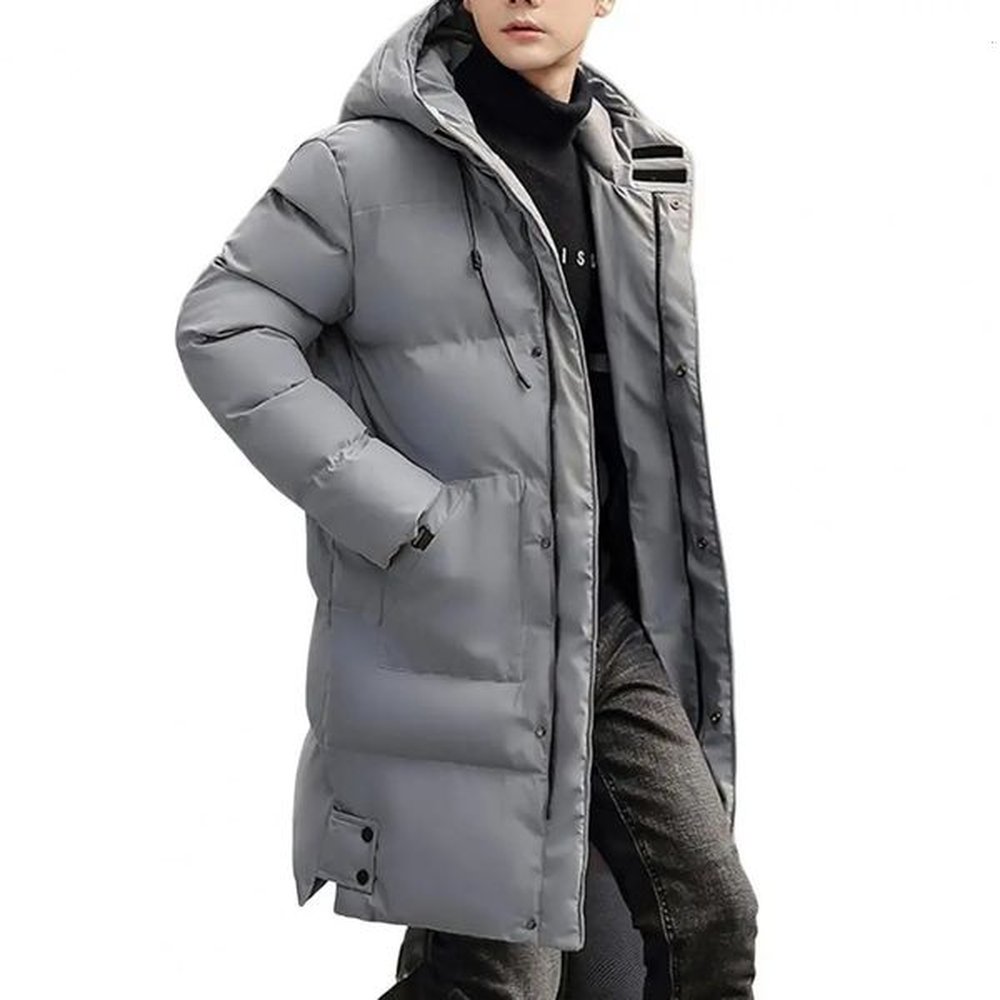 plus size winter men cotton coat hooded drawstring long sleeve