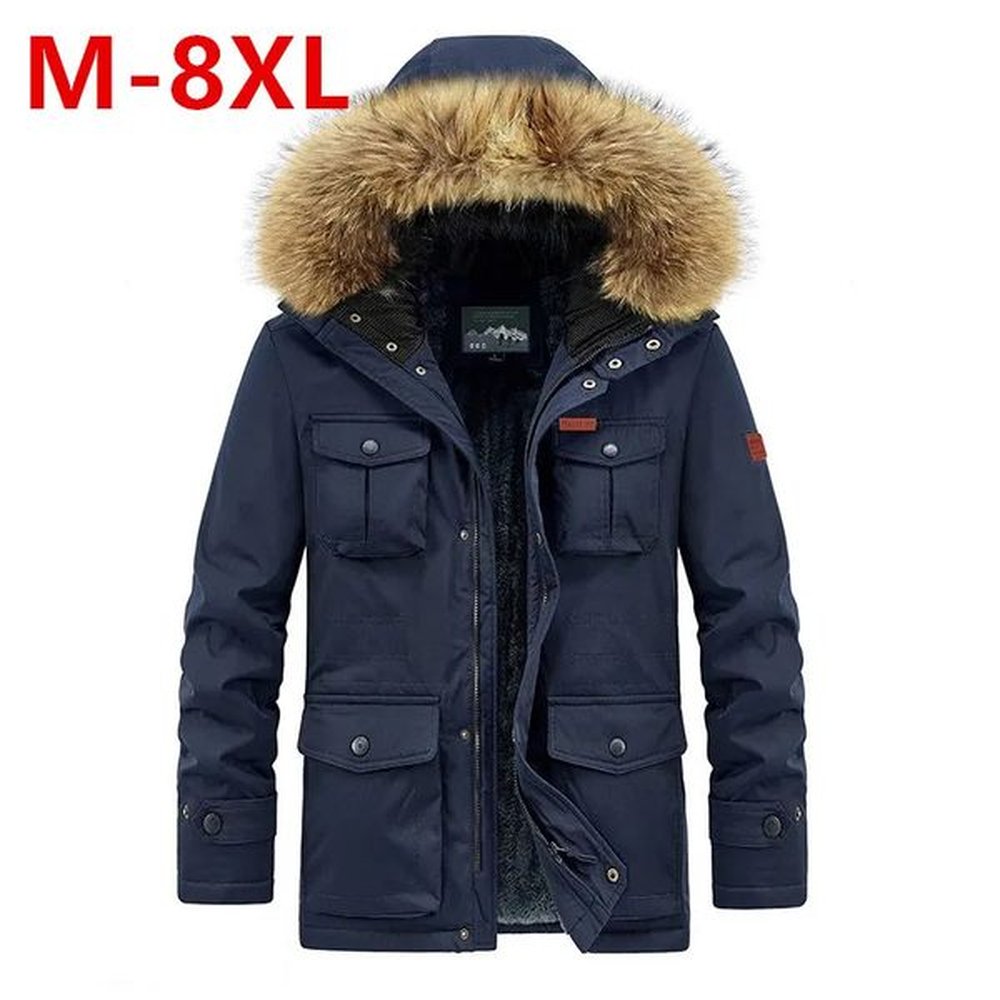 plus size 8XL Men hooded Fashion Mens Parkas Thicken Male Thick Warm Coat Hooded Winter Windproof Man Jacket Parka 241125