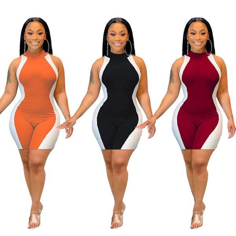 plus size xl women rompers sleeveless shorts jumpsuits panelled bodysuits