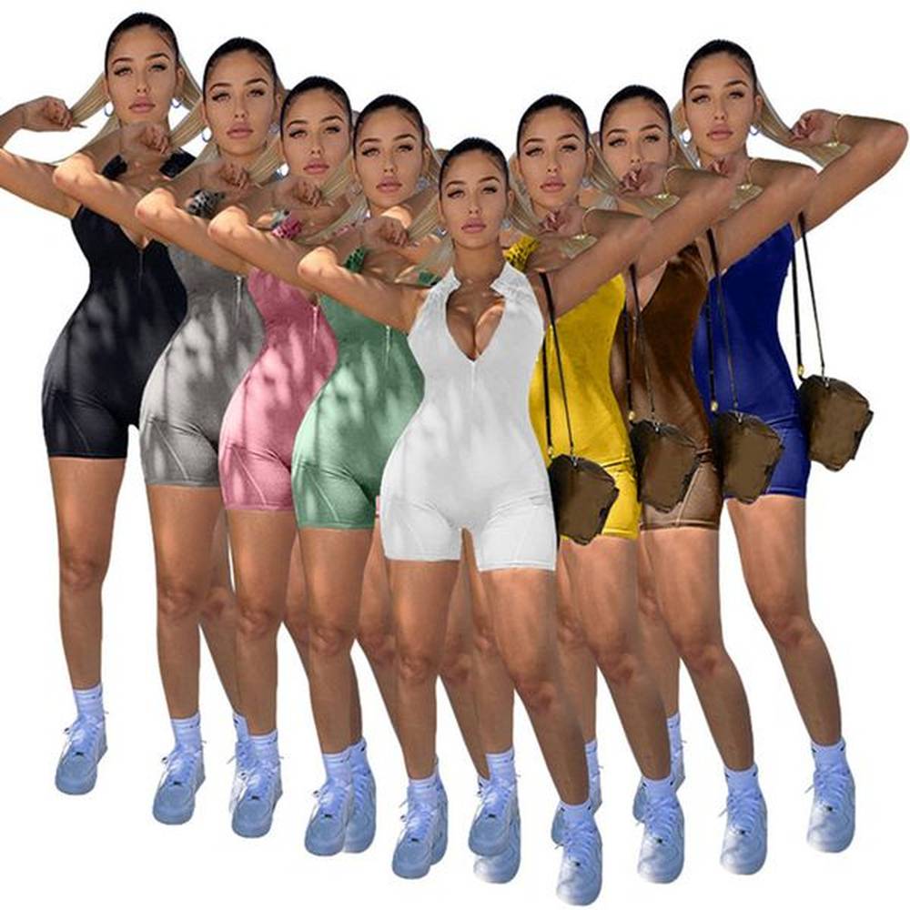 plus size xl women rompers sleeveless shorts jumpsuits solid color