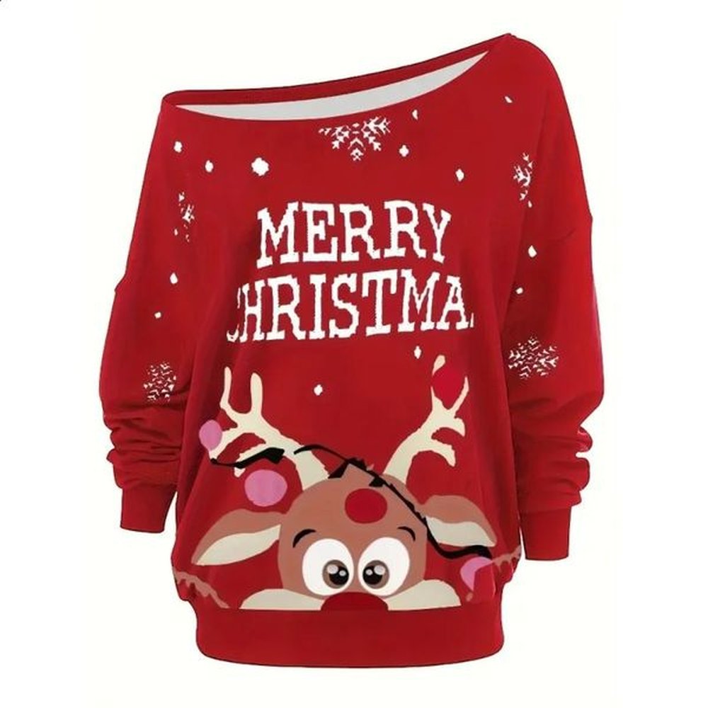 plus size xlxl womens fashion christmas print off shoulder long