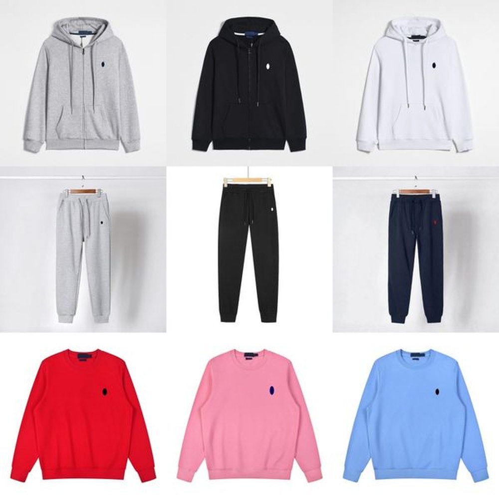 Polo Tracksuit Jacket Men Hoodie Polo Pants Mens Designer Hoodie Sweatsuit Set Full Zip Hoodie Cotton Pullover Cardigan Horser Sweaters Swea