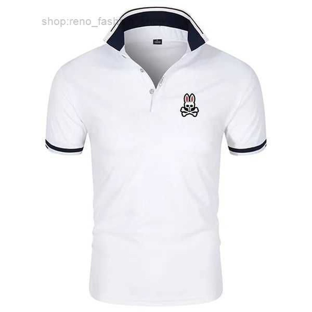 Polos 2023 Mens Combed Cotton Summer Clothing Short Sleeve Business Design Psycho Bunny Top t Shirt Casual Designer Breathable Clothes Qfpg