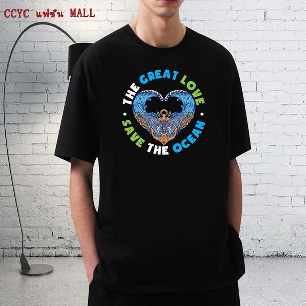 Popular Couples T Shirts 230g Cotton Summer Casual sea wave Plus Size Custom Breathable Short Sleeve Fashion Design T Shirts Men Tops Shirt