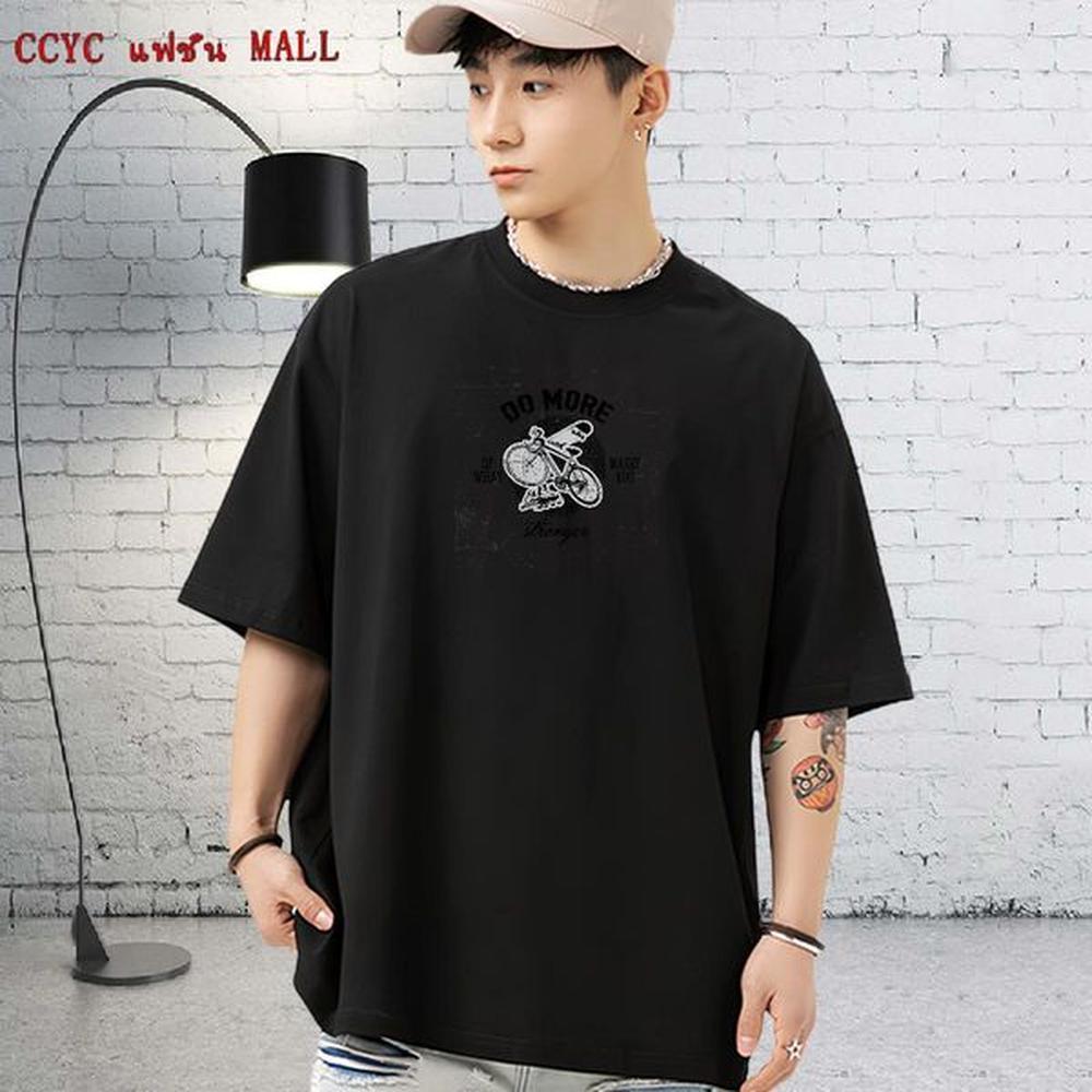 Popular T Shirts Men 230g Cotton bicycle Street wear Hip Hop Custom Cartoon Crew Neck Men Clothes T-Shirt Factory Direct Polos