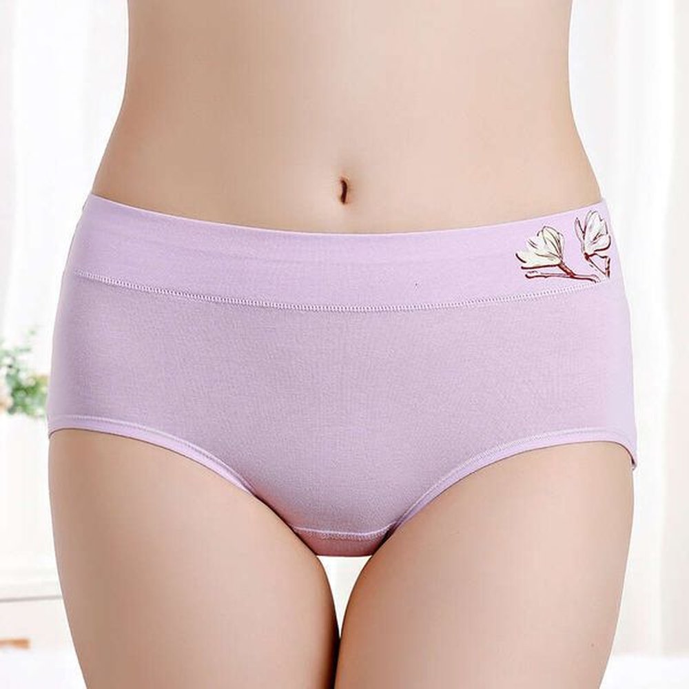printed cotton in large size simple mid waist womens underwear